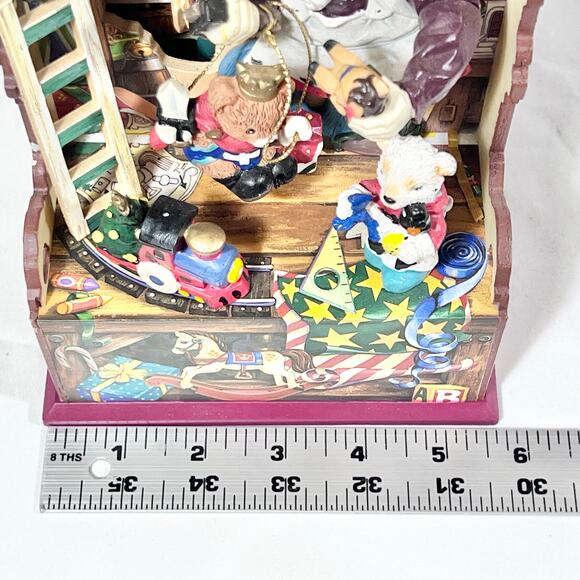 Vintage Santa Clause Christmas Wind Up Musical Animated Stage Wood Working - Picture 8 of 9